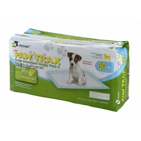 RICHELL USA Richell USA 94542 Paw Trax Doggy Pads - 50Cnt - White 94542